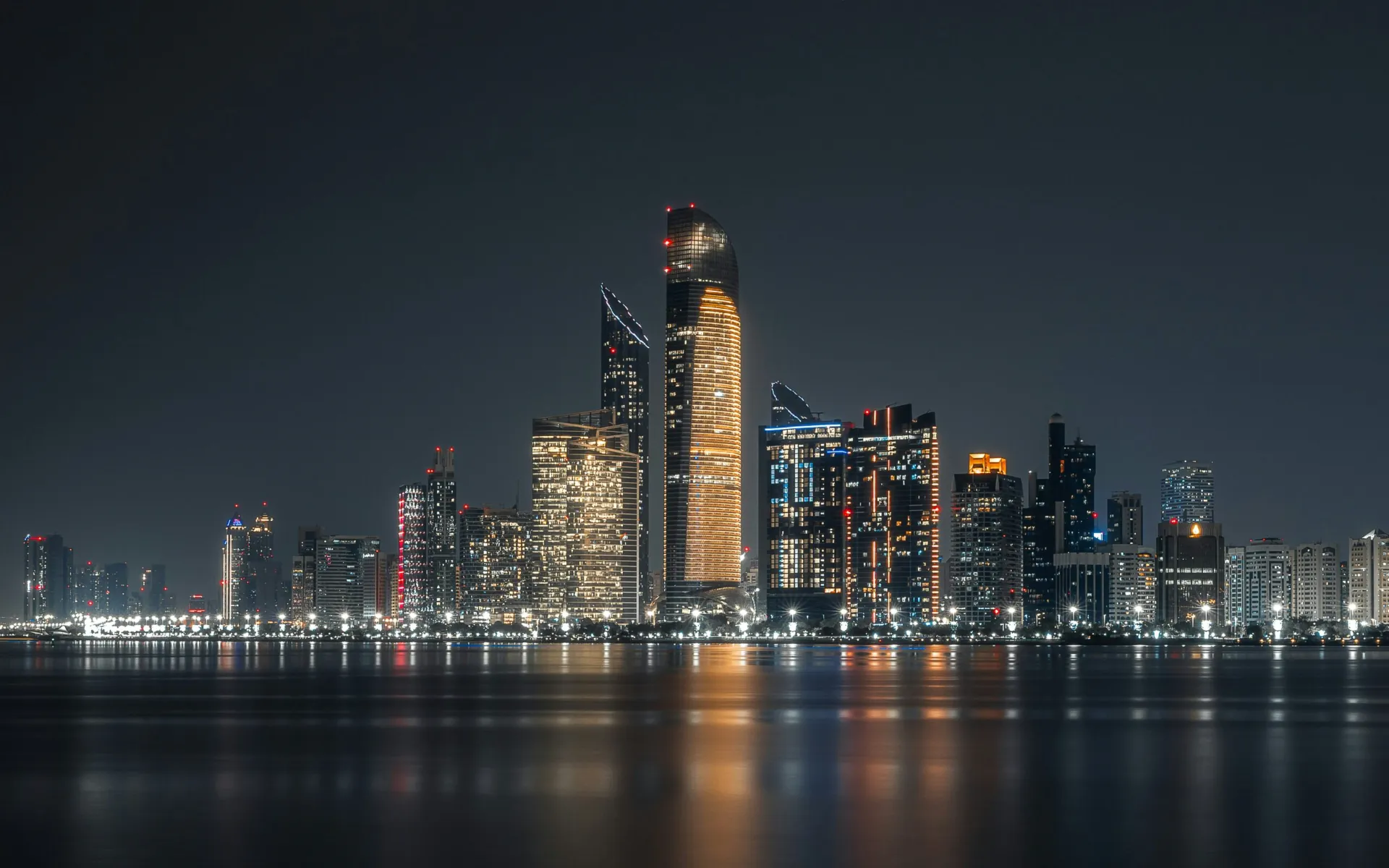 Abu Dhabi skyline at night