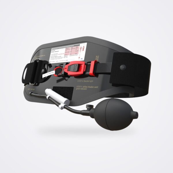 AAJT-S belt with red ratcheting buckle, ladder strap, bladder and black inflation bulb