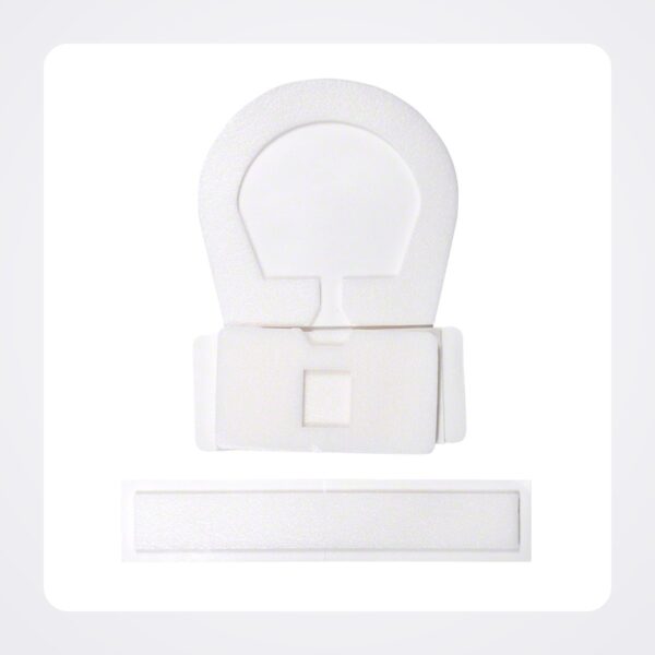 Clik-FIX Peripheral securement device with horseshoe window, foam base pad, strap and foam tape strip