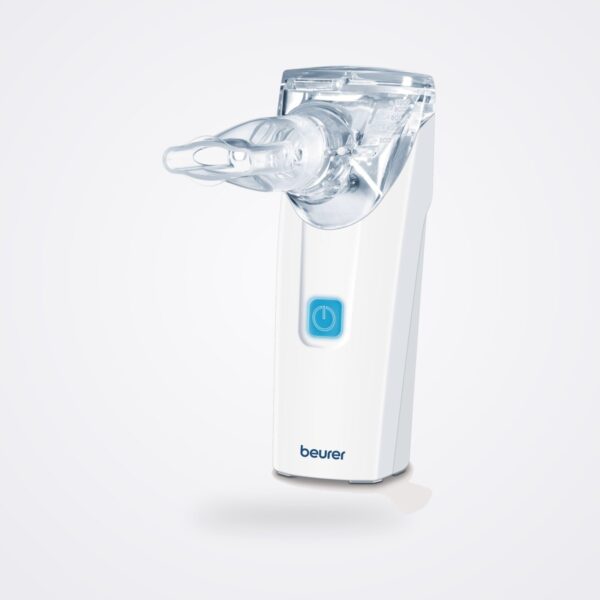 Beurer IH 55 mesh nebuliser with mouthpiece, white handheld unit with blue power button