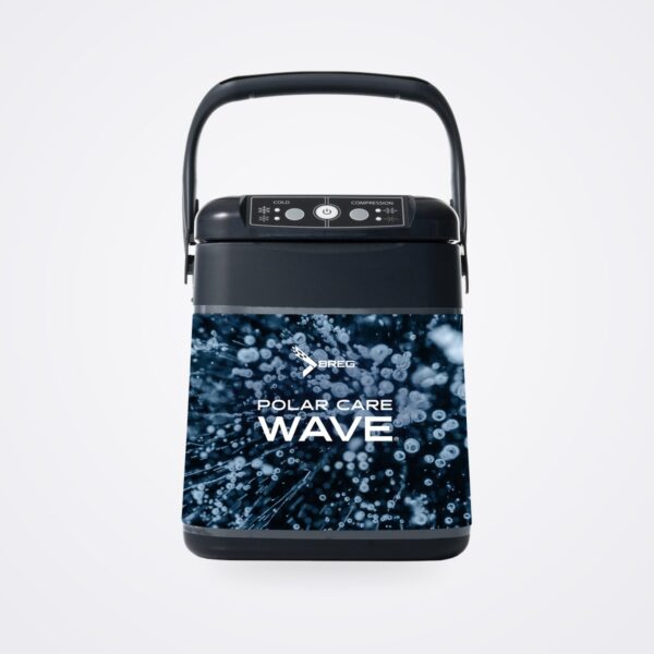 وحدة Breg Polar Care Wave للعلاج بالتبريد والضغط، منظر أمامي يُظهر لوحة المفاتيح ومقبض الحمل