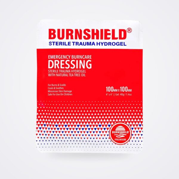 Burnshield emergency burncare sterile hydrogel dressing 100 × 100 mm foil pouch