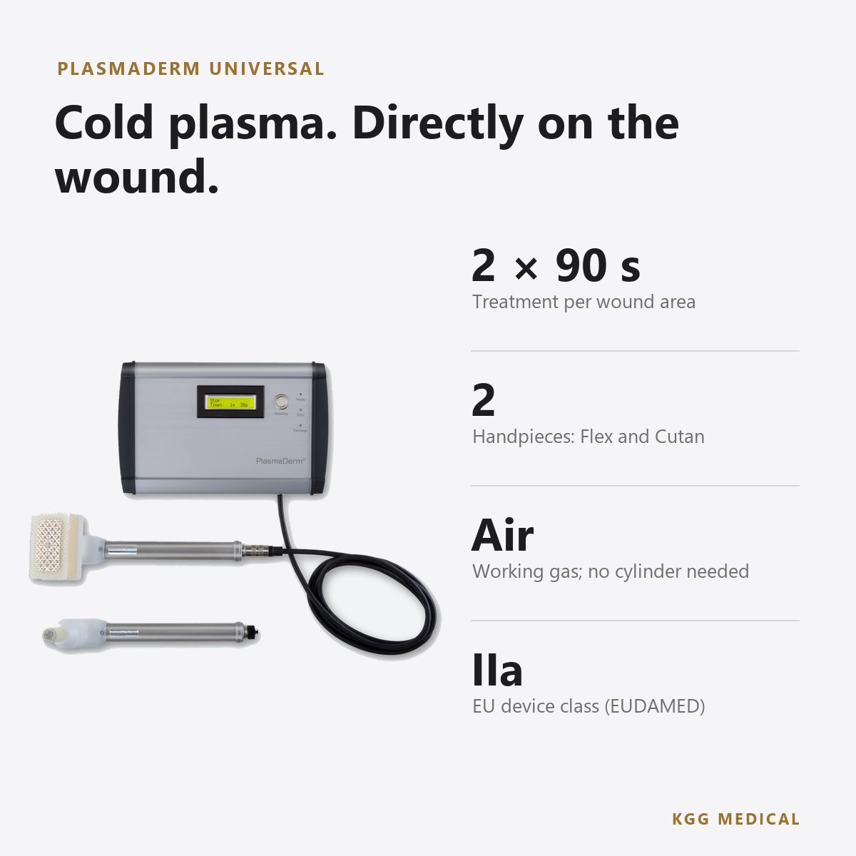 جهاز العلاج بالبلازما الباردة للجروح CINOGY PlasmaDerm Universal 2 أبرز مواصفات PlasmaDerm Universal