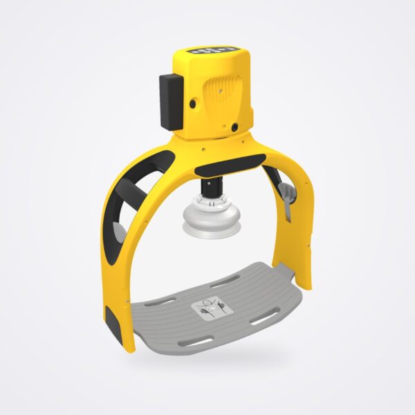 Defibtech ARM XR automated chest compression device with yellow frame, suction cup piston and grey backboard