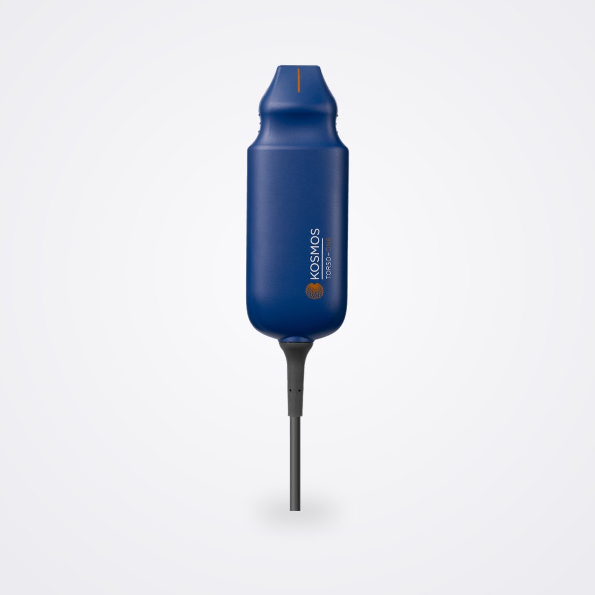 EchoNous Kosmos Handheld Ultrasound with Torso-One and Lexsa Probes 1 EchoNous Kosmos Torso One phased array ultrasound probe in blue with cable, on white