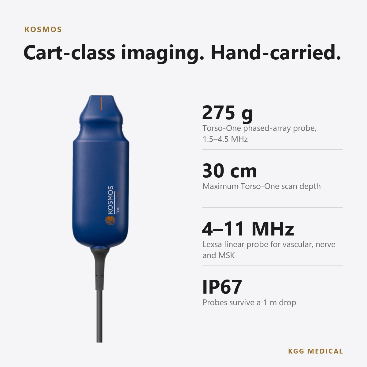 EchoNous Kosmos Handheld Ultrasound with Torso-One and Lexsa Probes 2 Kosmos key specifications