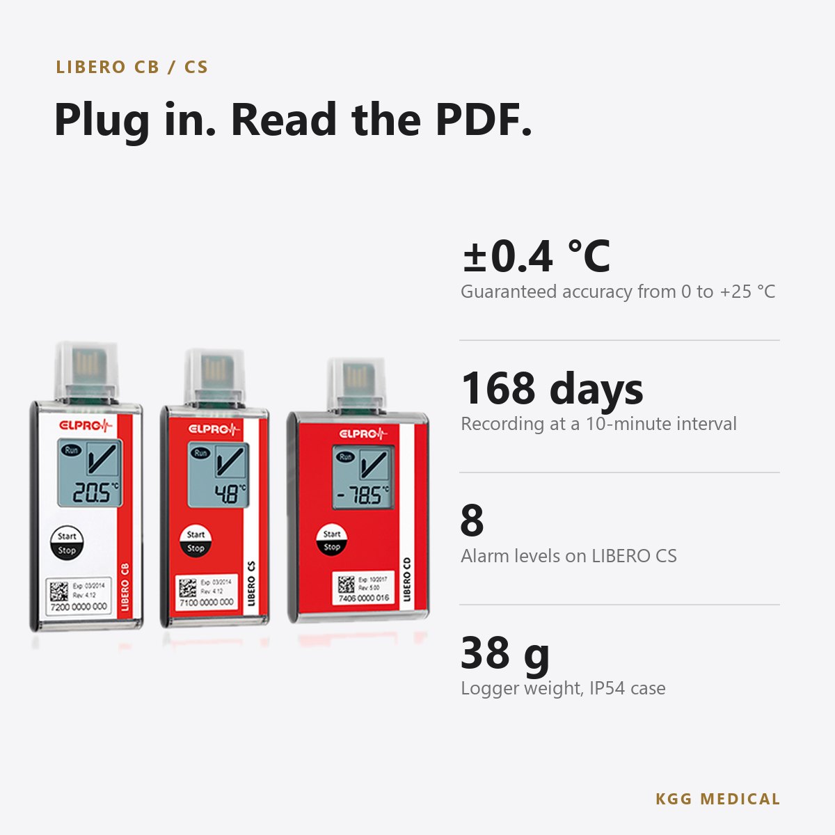 ELPRO LIBERO CB and CS Single-Use PDF Temperature Data Loggers 2 LIBERO CB / CS key specifications