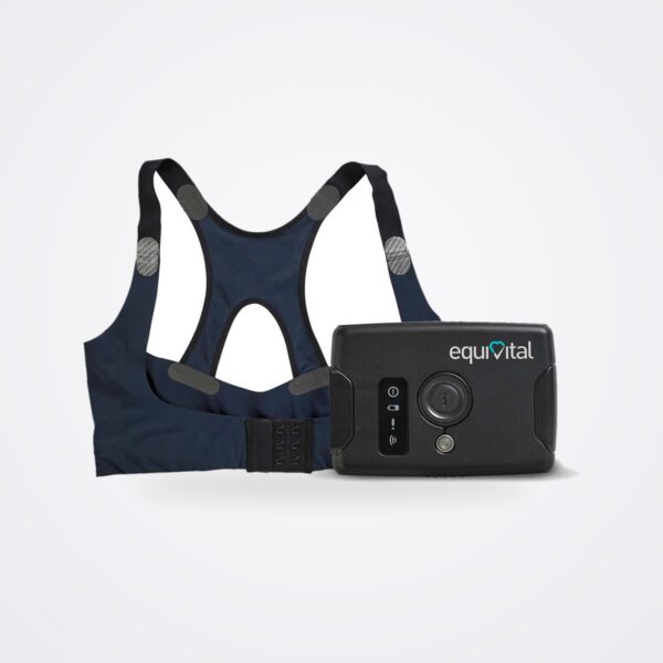 حزام الاستشعار Equivital eq02+ LifeMonitor الكحلي بحمّالات الكتف ووحدة إلكترونيات الاستشعار السوداء