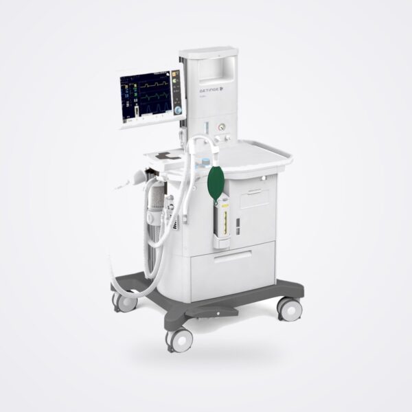 Getinge Flow-c compact anaesthesia system with 15-inch touchscreen, vaporiser, breathing bag and drawer