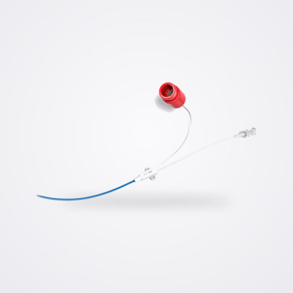 Getinge PiCCO arterial thermodilution catheter with red connector and blue catheter shaft