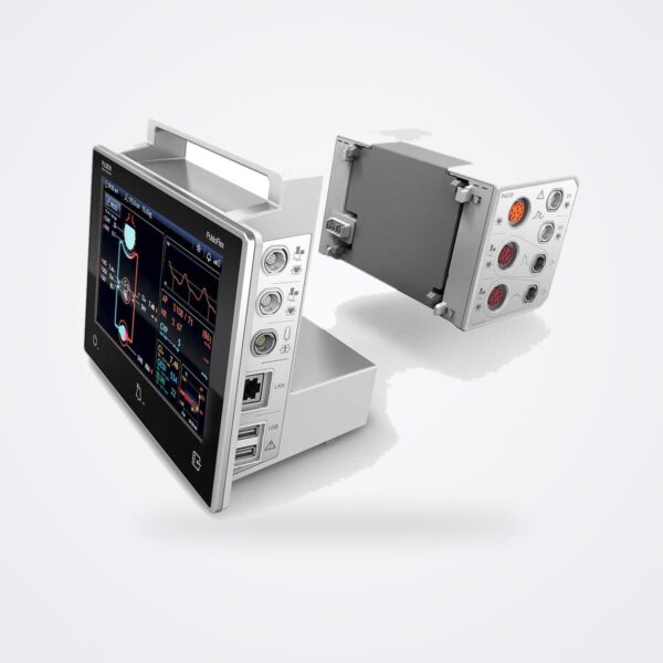 Getinge PulsioFlex monitor with carrying handle and its PiCCO module detached beside it
