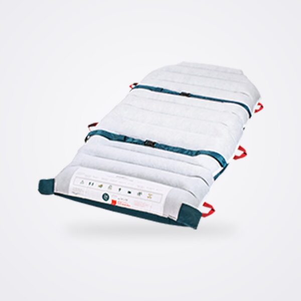 Inflated HoverMatt single-patient use air transfer mattress with handles