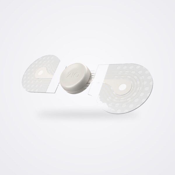 iRhythm Zio monitor wire-free ECG patch on a white background