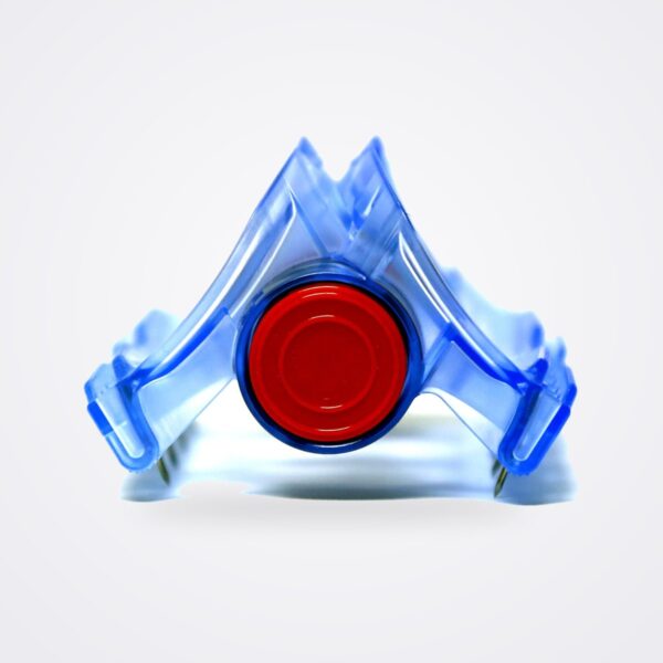 iTClamp 50 wound clamp end view showing the clear blue arms and red release button