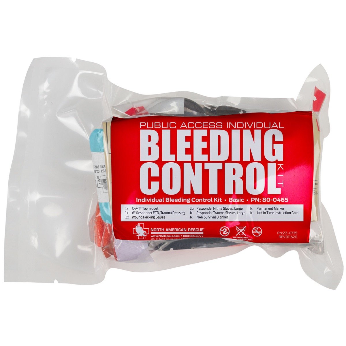 KGG Ready Bleed-Stop Public-Access Bleeding Control Station 3 North American Rescue vacuum sealed public access individual bleeding control kit, Basic