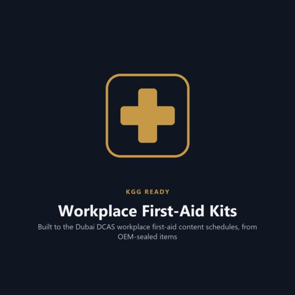 KGG Ready workplace first-aid kit built to Dubai DCAS content schedules