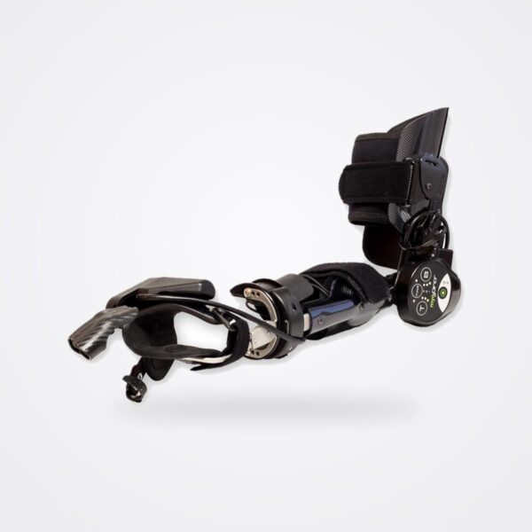 جبيرة Myomo MyoPro Motion G الآلية للذراع واليد من ألياف الكربون السوداء مع لوحة التحكم