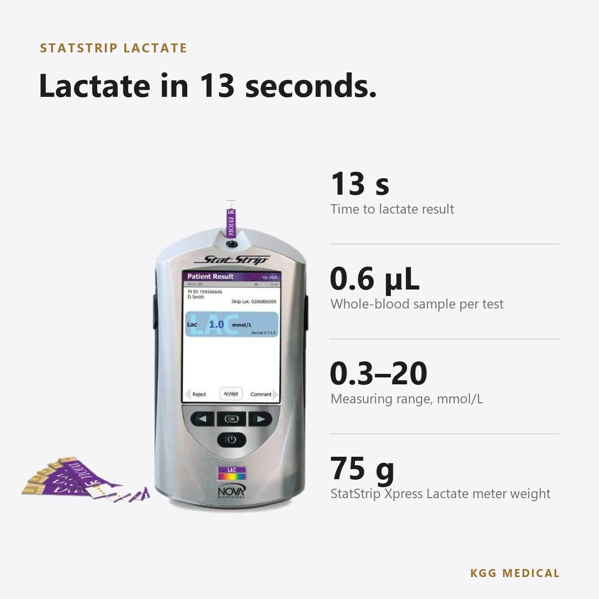 Nova Biomedical StatStrip Lactate and StatStrip Xpress Lactate Meters 2 StatStrip Lactate key specifications
