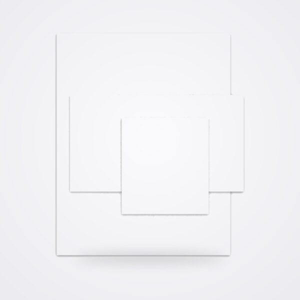 Three white Suprathel synthetic skin substitute membranes in different sheet sizes