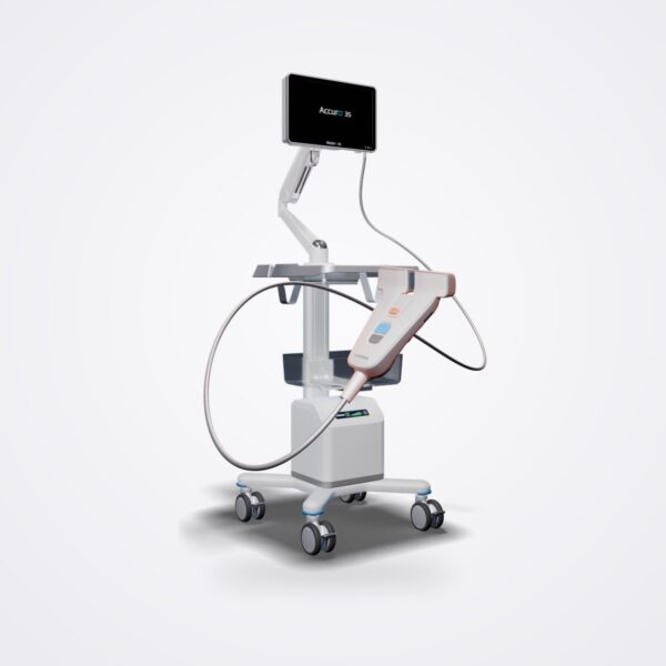 RIVANNA Accuro 3S cart with touchscreen on articulated arm and Dual-Array probe