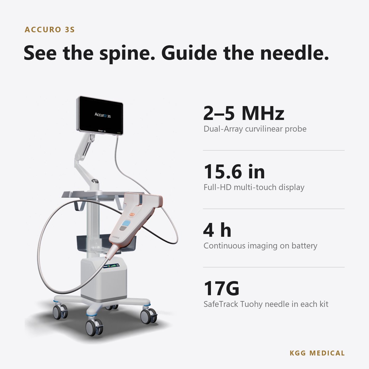 RIVANNA Accuro 3S AI Ultrasound Guidance for Neuraxial Anaesthesia 2 Accuro 3S key specifications