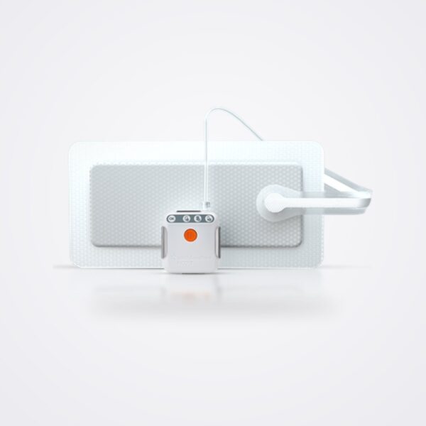 PICO 7 single-use NPWT pump connected to a rectangular PICO silicone dressing