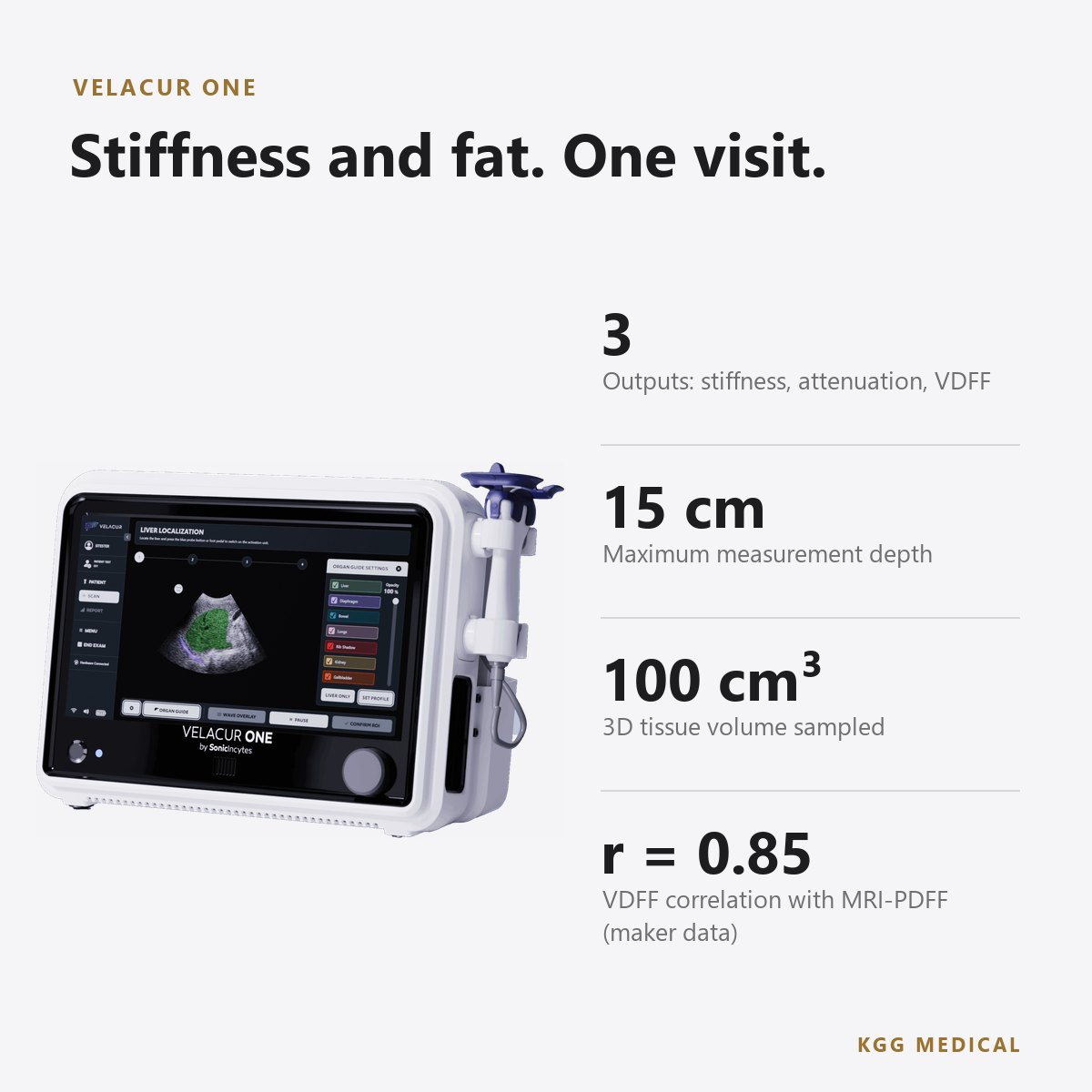 Sonic Incytes Velacur ONE AI-Guided Liver Ultrasound Elastography 2 Velacur ONE key specifications