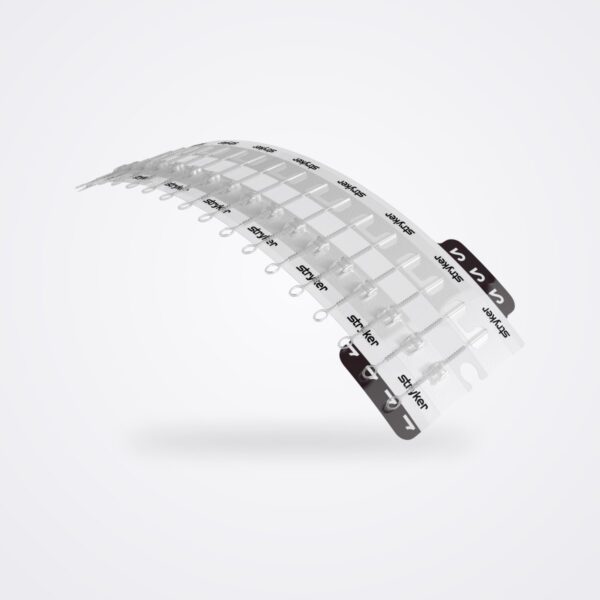 Stryker Zip surgical skin closure device with clear adjustable straps on a curved adhesive base