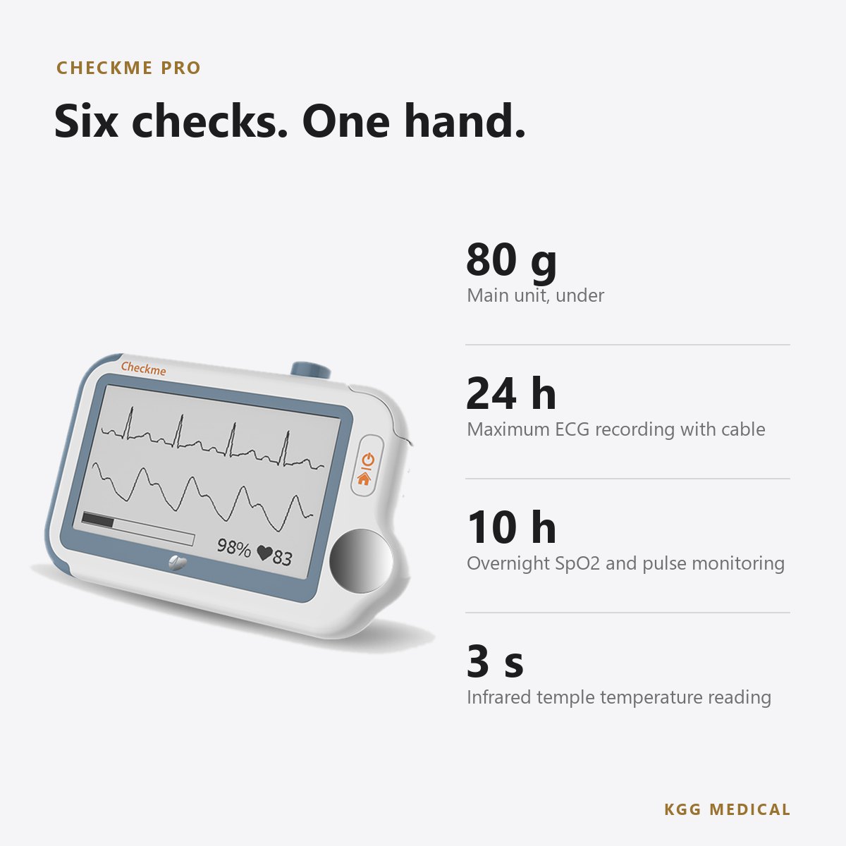 Viatom Checkme Pro Handheld Vital Signs Monitor with ECG and SpO2 2 Checkme Pro key specifications