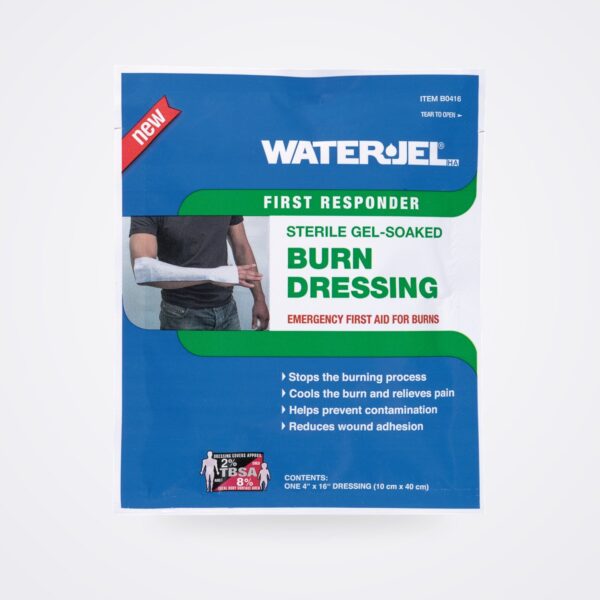 Water-Jel First Responder sterile gel-soaked burn dressing 4 × 16 in pouch, item B0416