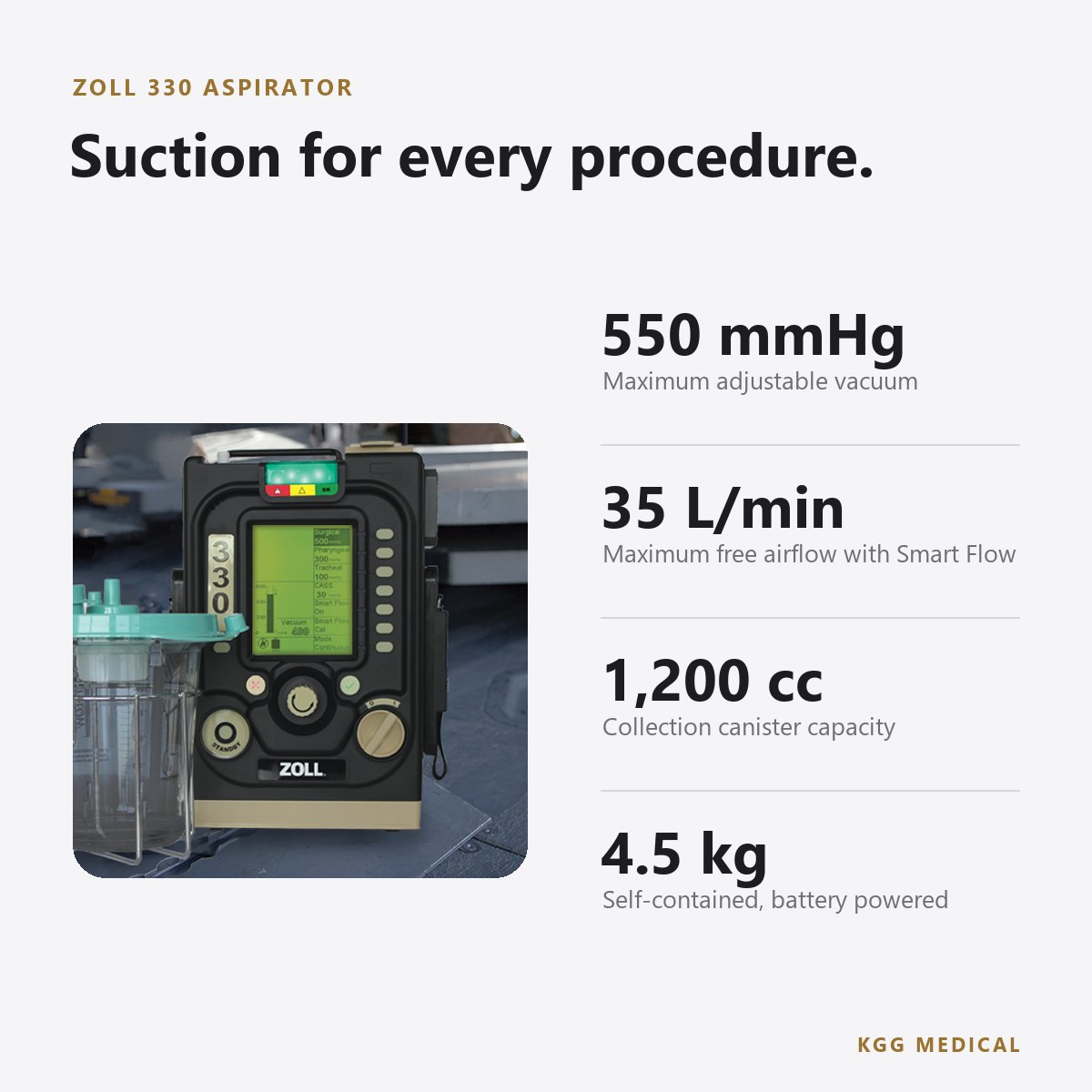 جهاز الشفط المحمول متعدد الوظائف ZOLL 330 Multifunction Aspirator 2 أبرز مواصفات ZOLL 330 Aspirator